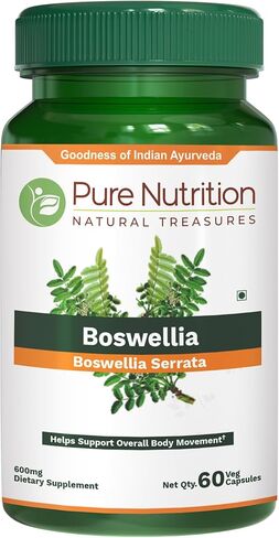 التغذية النقية مستخلص Boswellia Serrata 600 مجم مع 65% من أحماض Boswellic. (يعادل 9000 مجم من مسحوق البوزويليا) غير معدل وراثيًا | 60 كبسولة نباتية. in Kuwait
