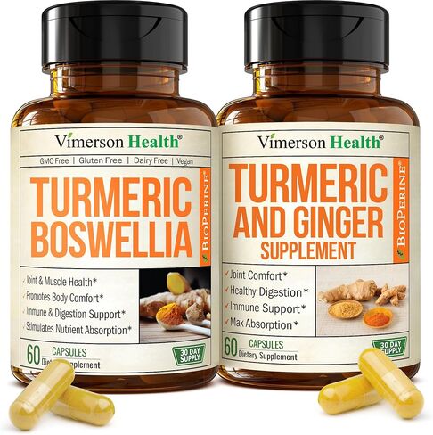 Turmeric Supplement Bundle – 2-Pack Organic Turmeric Curcumin Supplement with 95% Curcuminoids + 65% Boswellia Extract, Ginger Root & Black Pepper (BioPerine) – High Absorption – 2 x 60 Vegan Capsules in Saudi Arabia