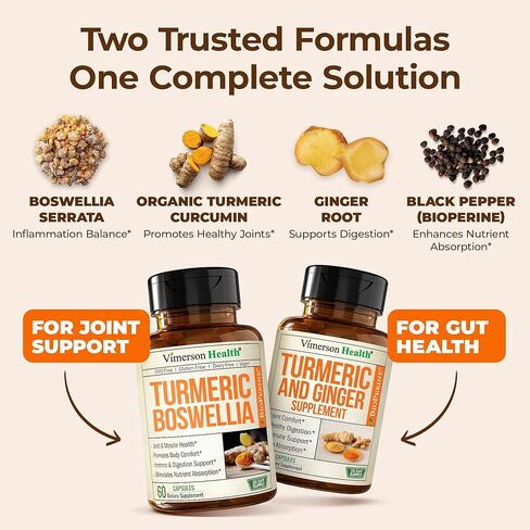 Turmeric Supplement Bundle – 2-Pack Organic Turmeric Curcumin Supplement with 95% Curcuminoids + 65% Boswellia Extract, Ginger Root & Black Pepper (BioPerine) – High Absorption – 2 x 60 Vegan Capsules in Saudi Arabia