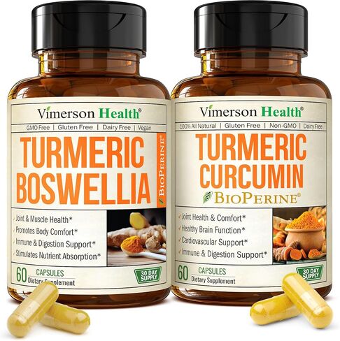 Turmeric Boswellia + Turmeric Curcumin Supplement Bundle – Organic Turmeric, Ginger Root + Tumeric Extract (95% Curcuminoids) for Joint Support & Digestive Health - Pure Curcumin with Black Pepper in Saudi Arabia