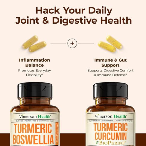 Turmeric Boswellia + Turmeric Curcumin Supplement Bundle – Organic Turmeric, Ginger Root + Tumeric Extract (95% Curcuminoids) for Joint Support & Digestive Health - Pure Curcumin with Black Pepper in Saudi Arabia
