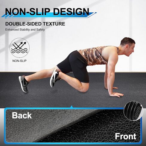 سجادة تمرين كبيرة من BesWin مقاس 8 × 4 بوصة (6 مم)، سجادات تمرين سميكة للغاية لأرضيات صالة الألعاب الرياضية المنزلية، سجادات رياضية عالية الكثافة غير قابلة للانزلاق لتمارين القلب والأوزان وحبل القفز واللياقة البدنية - تستخدم مع أو بدون أحذية in Kuwait