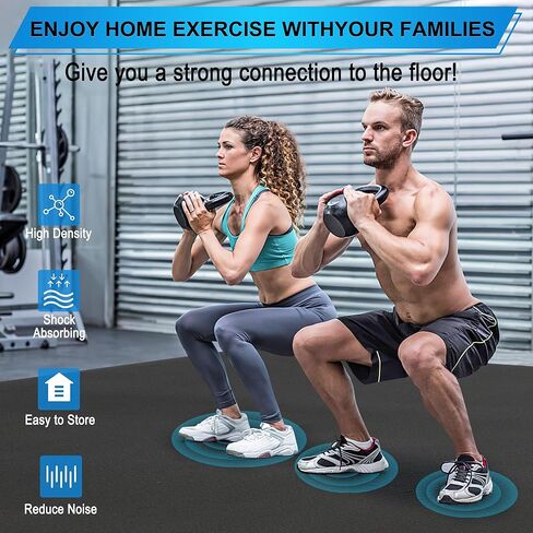 سجادة تمرين كبيرة من BesWin مقاس 8 × 4 بوصة (6 مم)، سجادات تمرين سميكة للغاية لأرضيات صالة الألعاب الرياضية المنزلية، سجادات رياضية عالية الكثافة غير قابلة للانزلاق لتمارين القلب والأوزان وحبل القفز واللياقة البدنية - تستخدم مع أو بدون أحذية in Kuwait