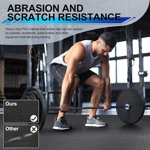 سجادة تمرين كبيرة من BesWin مقاس 8 × 4 بوصة (6 مم)، سجادات تمرين سميكة للغاية لأرضيات صالة الألعاب الرياضية المنزلية، سجادات رياضية عالية الكثافة غير قابلة للانزلاق لتمارين القلب والأوزان وحبل القفز واللياقة البدنية - تستخدم مع أو بدون أحذية in Kuwait