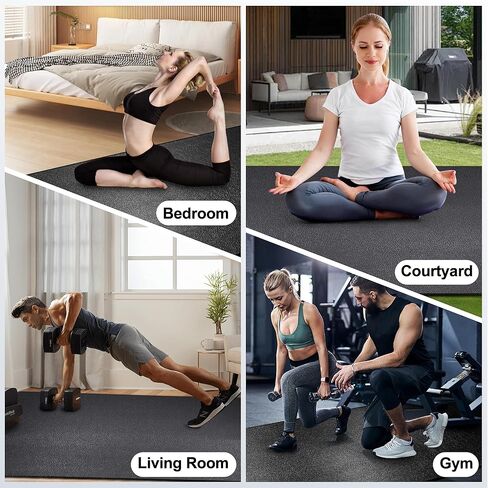 سجادة تمرين كبيرة من BesWin مقاس 8 × 4 بوصة (6 مم)، سجادات تمرين سميكة للغاية لأرضيات صالة الألعاب الرياضية المنزلية، سجادات رياضية عالية الكثافة غير قابلة للانزلاق لتمارين القلب والأوزان وحبل القفز واللياقة البدنية - تستخدم مع أو بدون أحذية in Kuwait