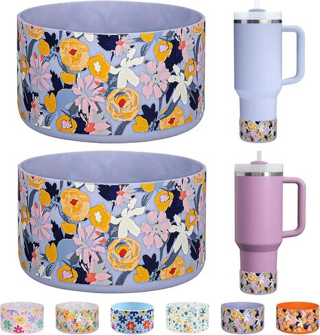 HEYSKAY 2pcs Protective Flask Silicone Boot Base for Stanley Quencher Adventure 40oz & Stanley IceFlow 20oz 30oz Tumbler, and Compatible with 12-24oz Hydro Sport Water Bottles,Yeti and More in Kuwait