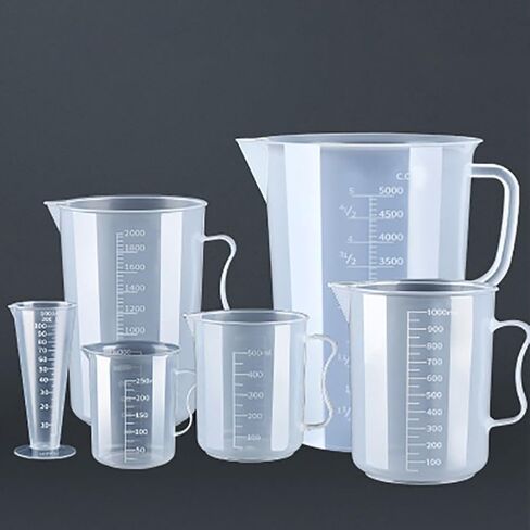 Plastic Measuring Jug 250-5000ml, Transparent Heat Resistant Reusable Beaker with Clear Scale for Kitchen Lab Use, BPA Free in Kuwait