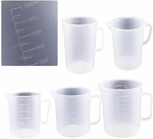 Plastic Measuring Jug 250-5000ml, Transparent Heat Resistant Reusable Beaker with Clear Scale for Kitchen Lab Use, BPA Free in Kuwait