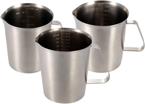 Stainless Steel Milk Pitcher Multi-Functional Foam Container Measuring Cup Coffee Kitchen Tool in Kuwait