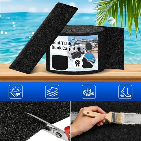 سجادة بطابقين لمقطورة القارب مقاس 30.48 سم × 100 قدم، سجادة بطابقين سميكة جدًا وبحرية 25oz، سجادة سوداء مبطنة من البوليستر، وسادة بديلة لمقطورة القارب، أغطية مواد القبو - جودة ممتازة in Kuwait