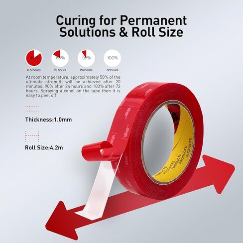 شريط لاصق مزدوج الجوانب عالي التحمل 1/2 بوصة × 13.8 قدم مصنوع من شريط إسفنجي مقاوم للماء لاصق قوي 3M 4910 للمنزل والمكتب ومواد ديكور السيارة والديكورات in Kuwait