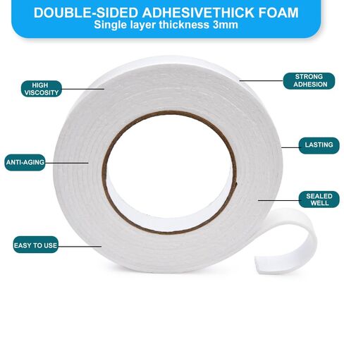 Double Sided Foam Tape - Outdoor and Indoor Heavy Duty Strong Weatherproof Adhesive Tape for Decorative and Trim,Car & Gap Filling Mountings,Home Decor, Office Decor,1.18in*33Ft in Kuwait