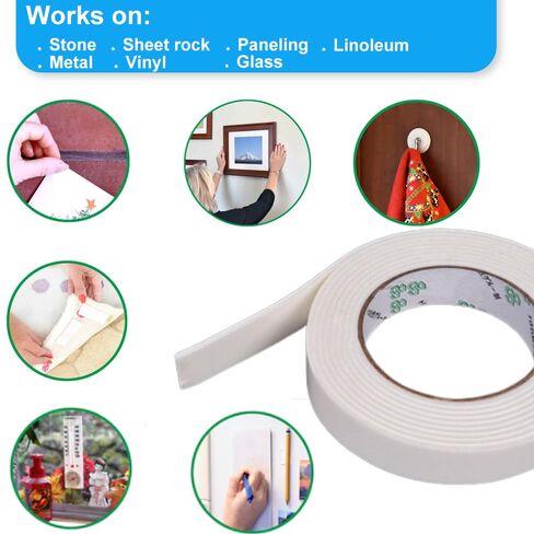 Double Sided Foam Tape - Outdoor and Indoor Heavy Duty Strong Weatherproof Adhesive Tape for Decorative and Trim,Car & Gap Filling Mountings,Home Decor, Office Decor,1.18in*33Ft in Kuwait