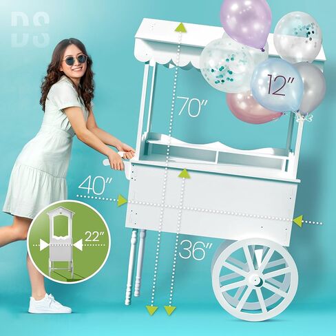 PVC Candy Cart with Wheels for Parties - Dessert Cart on Wheels for Wedding Baby Shower and Vendor Events in Saudi Arabia