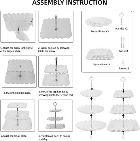 مجموعة حامل كب كيك مكونة من 5 قطع - مجموعة عرض طاولة الحلوى البلاستيكية السوداء، 2X أسود 3 طبقات حامل عرض كب كيك حامل صينية البسكويت وبرج تقديم و3X 14 في صواني بلاستيكية لحفلات الزفاف وحفلات الشاي وحفلات استقبال المولود الجديد in Kuwait