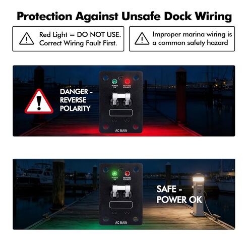 اللوحة الرئيسية للتيار المتردد البحري 120 فولت 30 أمبير - قاطع رئيسي مزدوج القطب مع مؤشر قطبية عكسية، لوحة فصل طاقة الشاطئ للقوارب واليخوت in Kuwait
