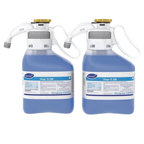 منظف ​​ومطهر سائل من VIREX Diversey II 256 5019317، منظف الأرضيات بدرجة المستشفى برائحة النعناع، ​​مركز SmartDose، 1.4 لتر (عبوة من قطعتين) in Kuwait