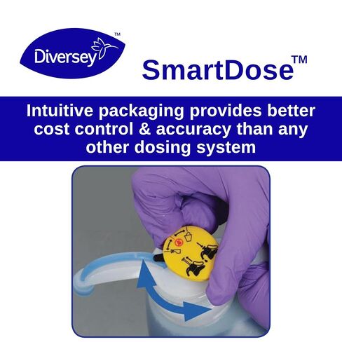 منظف ​​ومطهر سائل من VIREX Diversey II 256 5019317، منظف الأرضيات بدرجة المستشفى برائحة النعناع، ​​مركز SmartDose، 1.4 لتر (عبوة من قطعتين) in Kuwait