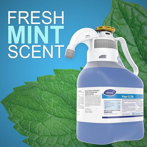 VIREX Diversey II 256 5019317 منظف ومطهر سائل ومزيل العرق، منظف الأرضيات بدرجة المستشفى برائحة النعناع، ​​مركز SmartDose، 1.4 لتر in Kuwait