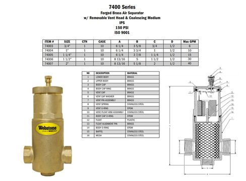 فاصل الهواء ويبستون 11/4 IPS BR in Kuwait