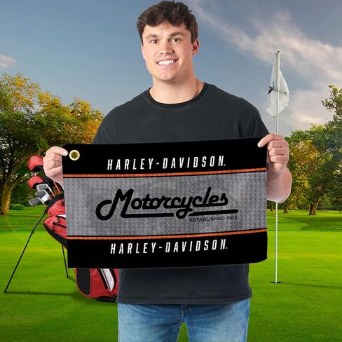 منشفة الجولف Northwest Harley-Davidson Vintage Stripes Waffle Golf، قطعة قماش تنظيف مستوحاة من الدراجات النارية، 16 × 25 بوصة in Saudi Arabia