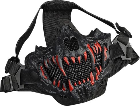 Guayma Airsoft Half Face Skull Masks Tactical Face Protection Mesh Mask for Halloween Cosplay Paintball CS Games in Kuwait