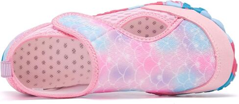 Kids Water Shoes for Boys & Girls, Toddler to Big Kids Swim Shoes with Adjustable Hook and Loop Strap, Non-Slip Rubber Sole, Quick On Off, Fun Pattern Beach Pool Shoes in Saudi Arabia