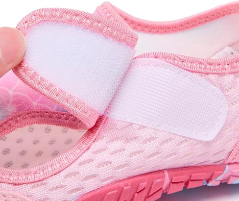 Kids Water Shoes for Boys & Girls, Toddler to Big Kids Swim Shoes with Adjustable Hook and Loop Strap, Non-Slip Rubber Sole, Quick On Off, Fun Pattern Beach Pool Shoes in Saudi Arabia