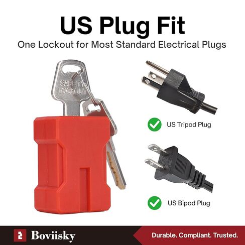 Electrical Plug Lockout Device, Applied for Electrical Cord, 2 Pack, Suitable for 2 and 3 Prong Plugs, Keyed Different, 2 Keys in Kuwait