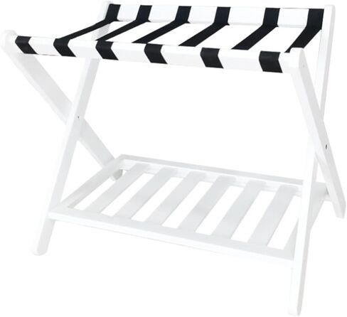 Rack,Folding Luggage Rack Bamboo Suitcase Luggage Stand for Home Bedroom Hotel with Shelf Bedroom Hotel(White) in Saudi Arabia