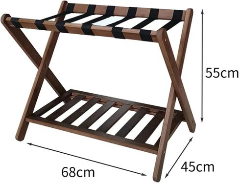 Rack,Folding Luggage Rack Bamboo Suitcase Luggage Stand for Home Bedroom Hotel with Shelf Bedroom Hotel(White) in Saudi Arabia
