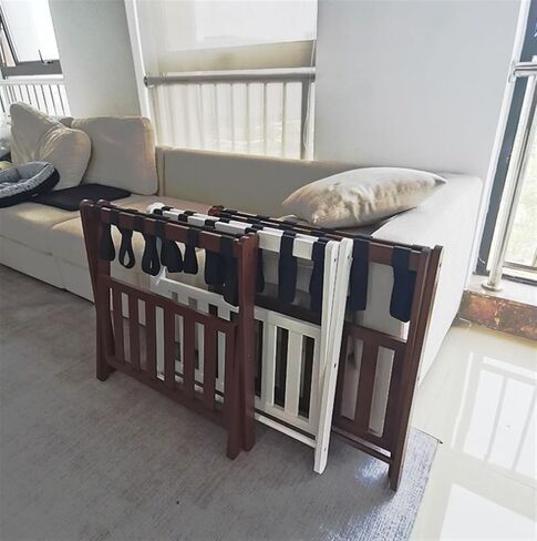 Rack,Folding Luggage Rack Bamboo Suitcase Luggage Stand for Home Bedroom Hotel with Shelf Bedroom Hotel(White) in Saudi Arabia