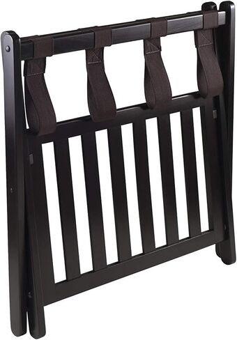 Luggage rack,Luggage Rack With Shoe Shelf,Black Folding Luggage Rack for Guest Room Strong Version Folding Hard Bamboo Wood in Saudi Arabia