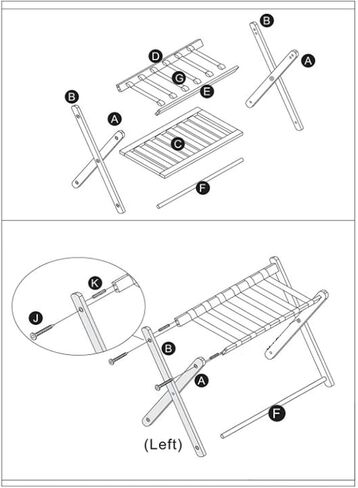 Luggage rack,Luggage Rack With Shoe Shelf,Black Folding Luggage Rack for Guest Room Strong Version Folding Hard Bamboo Wood in Kuwait