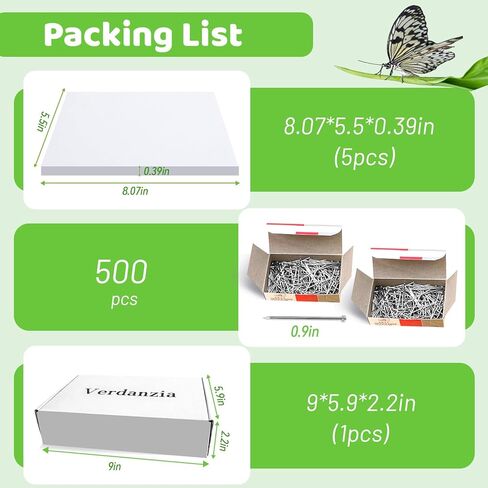 مجموعة تثبيت الحشرات، تتضمن علبة عرض الحشرات، 5 قطع من ألواح تثبيت الحشرات المصنوعة من إسفنج إيفا، 500 قطعة من دبابيس الحشرات لمشروع جمع حشرات الفراشة وعرض العينات in Kuwait