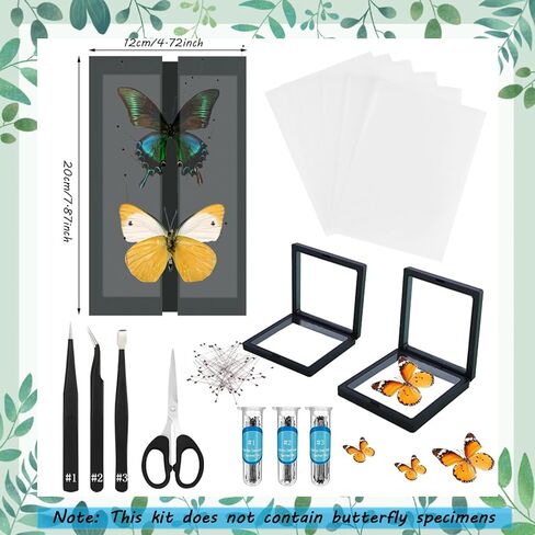 تتضمن مجموعة عينات الفراشة دبابيس، ولوحة تثبيت، وأدوات توزيع، وحقيبة عرض، وملصقات، وملقط، وحفظ وعرض عينات الفراشة. (طقم صندوق عرض PVC أسود) in Kuwait