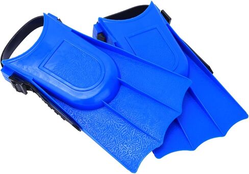 Short Swim Fins for Pool Lap Swimming, Size 9 to 13.5 Swim Flippers for Snorkeling, A Pair of PVC Pool Flippers with Drain Holes for Boys, Girls, 7.48x4.53inch, Blue in Saudi Arabia