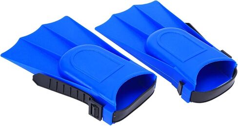 Short Swim Fins for Pool Lap Swimming, Size 9 to 13.5 Swim Flippers for Snorkeling, A Pair of PVC Pool Flippers with Drain Holes for Boys, Girls, 7.48x4.53inch, Blue in Saudi Arabia