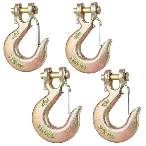 خطاف سلسلة 3/8 بوصة، 4 خطافات سلسلة أمان للمقطورة، خطاف منزلق Clevis شديد التحمل مع مزلاج أمان، فولاذ مزخرف من الدرجة 70 بوزن 18,000 رطل لخطاف ونش سحب شاحنة نقل المقطورة. in Saudi Arabia