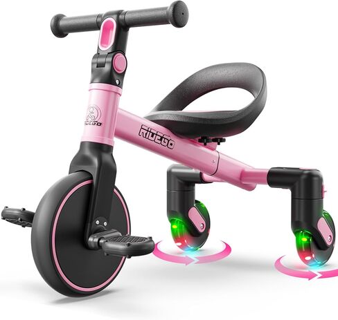 دراجة ثلاثية العجلات للأطفال 3 في 1 من ريديجو لمدة 2-5 سنوات، دراجة ثلاثية العجلات مع دوران 360 درجة، عجلات مضيئة، مقعد قابل للتعديل، دراجة أطفال للأولاد والبنات in Kuwait