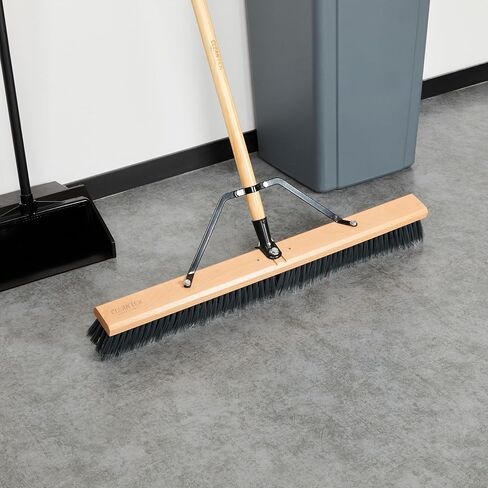 أدوات المطاعم - رأس المكنسة فقط: رأس مكنسة Clean Tek الاحترافية مقاس 30 بوصة، أداة تنظيف دفع شديدة التحمل - يُباع المقبض والدعامة بشكل منفصل، شعيرات بلاستيكية متوسطة الحجم، خشبية، للاستخدام التجاري in Saudi Arabia