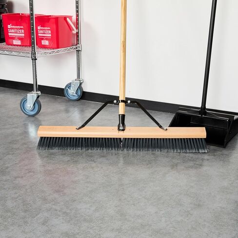 أدوات المطاعم - رأس المكنسة فقط: رأس مكنسة Clean Tek الاحترافية مقاس 30 بوصة، أداة تنظيف دفع شديدة التحمل - يُباع المقبض والدعامة بشكل منفصل، شعيرات بلاستيكية متوسطة الحجم، خشبية، للاستخدام التجاري in Saudi Arabia
