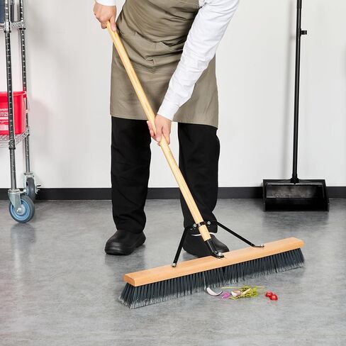 أدوات المطاعم - رأس المكنسة فقط: رأس مكنسة Clean Tek الاحترافية مقاس 30 بوصة، أداة تنظيف دفع شديدة التحمل - يُباع المقبض والدعامة بشكل منفصل، شعيرات بلاستيكية متوسطة الحجم، خشبية، للاستخدام التجاري in Saudi Arabia