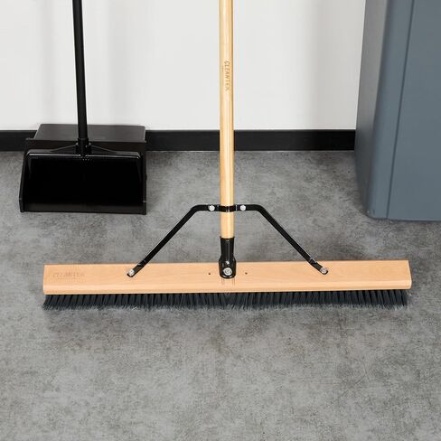 أدوات المطاعم - رأس المكنسة فقط: رأس مكنسة Clean Tek الاحترافية مقاس 30 بوصة، أداة تنظيف دفع شديدة التحمل - يُباع المقبض والدعامة بشكل منفصل، شعيرات بلاستيكية متوسطة الحجم، خشبية، للاستخدام التجاري in Saudi Arabia