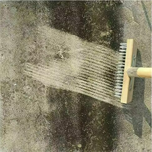 1pc Stainless Steel Wire Floor Brush Head with Ergonomic Handle Heavy Duty Broom Head Floor Scrub Brush - Reusable Manual Cleaning Tool for Efficient Oil, Moss, and Grease Removal in Saudi Arabia