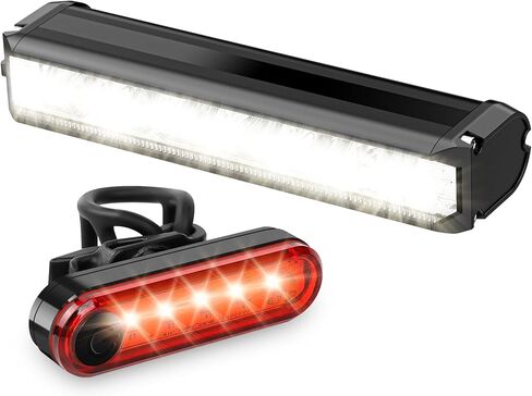 ضوء دراجة LED ساطع للركوب الليلي، مجموعة مصابيح دراجة قابلة لإعادة الشحن 2025 5 أوضاع IPX6 مقاومة للماء MTB للتنقل على الطرق الوعرة in Kuwait