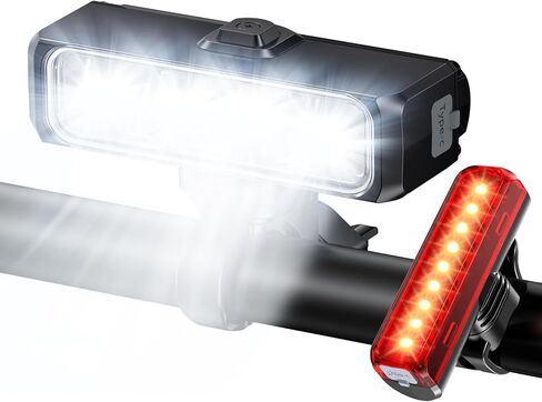 Bike Light for Night Riding, Super Bright & Wide Beam Bicycle Lights, 4+5 Modes USB Rechargeable Bike Headlight and Taillight Set, IP65 Waterproof Light Bar for Ebike MTB Off-Road Cycling in Saudi Arabia