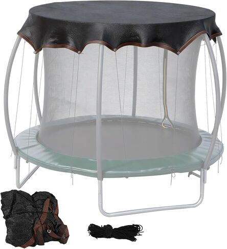 14FT Round Trampoline Shade Cover, 90% Sunblock Net Canopy with 16 Ropes, Easy to Install Polyester Outdoor Trampoline Tent Protects from Sun and Leaves in Kuwait