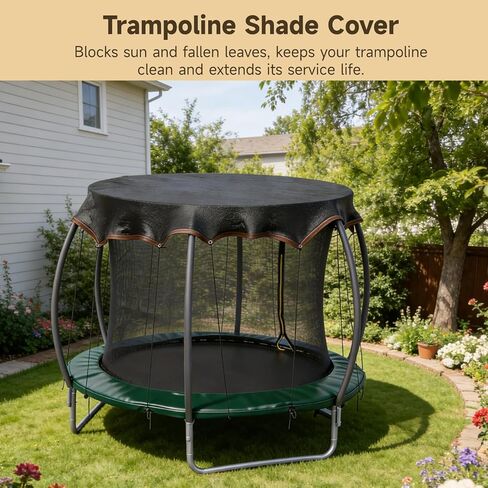 14FT Round Trampoline Shade Cover, 90% Sunblock Net Canopy with 16 Ropes, Easy to Install Polyester Outdoor Trampoline Tent Protects from Sun and Leaves in Kuwait