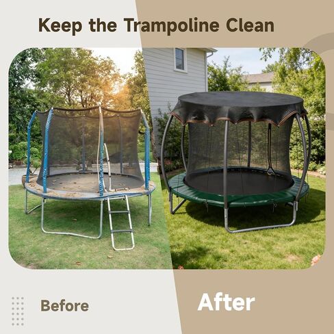 14FT Round Trampoline Shade Cover, 90% Sunblock Net Canopy with 16 Ropes, Easy to Install Polyester Outdoor Trampoline Tent Protects from Sun and Leaves in Kuwait